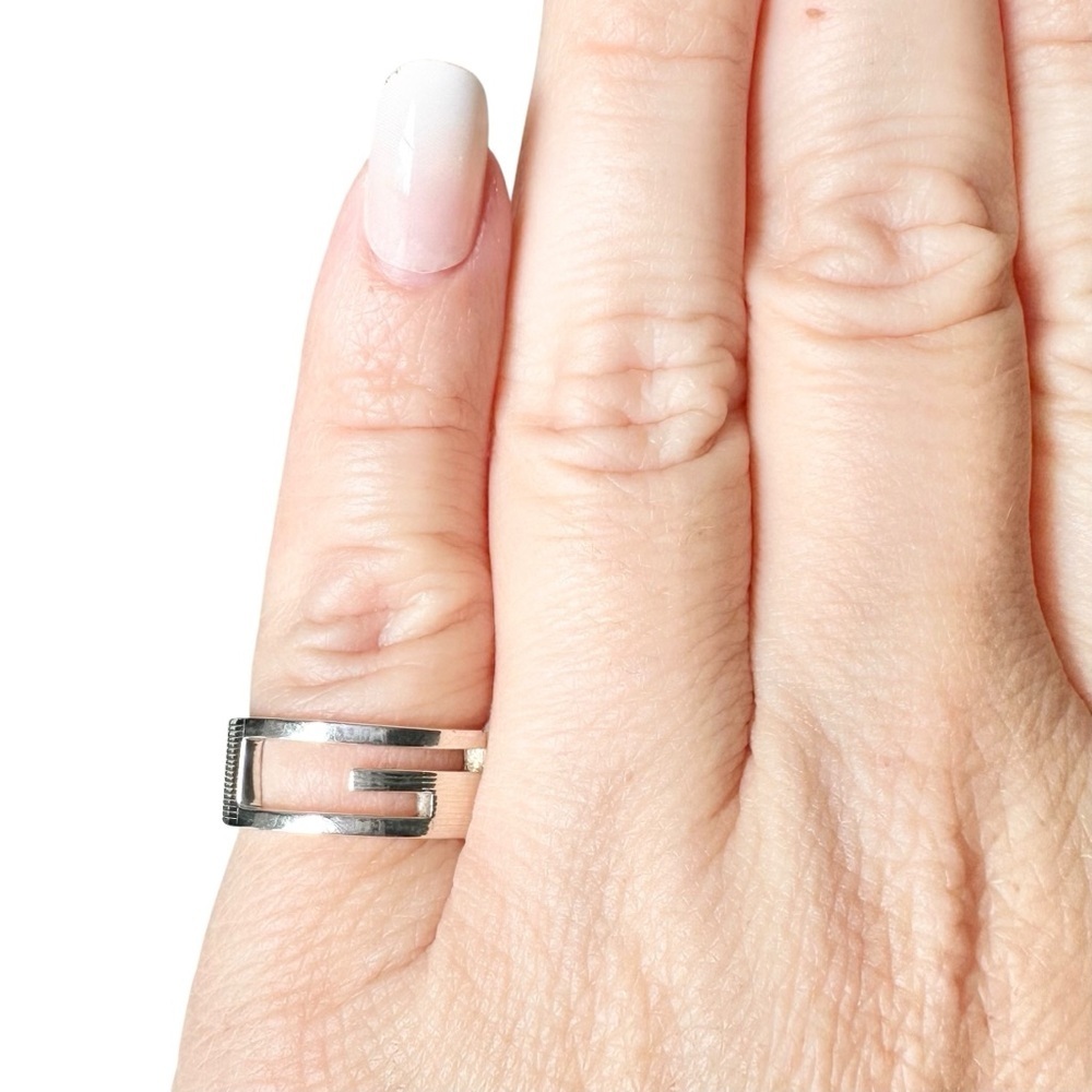 #43 Auth GUCCI 925 Silver Retro G Ring GORGEOUS! With Gucci Box & Dust Bag 7 - Picture 5 of 10